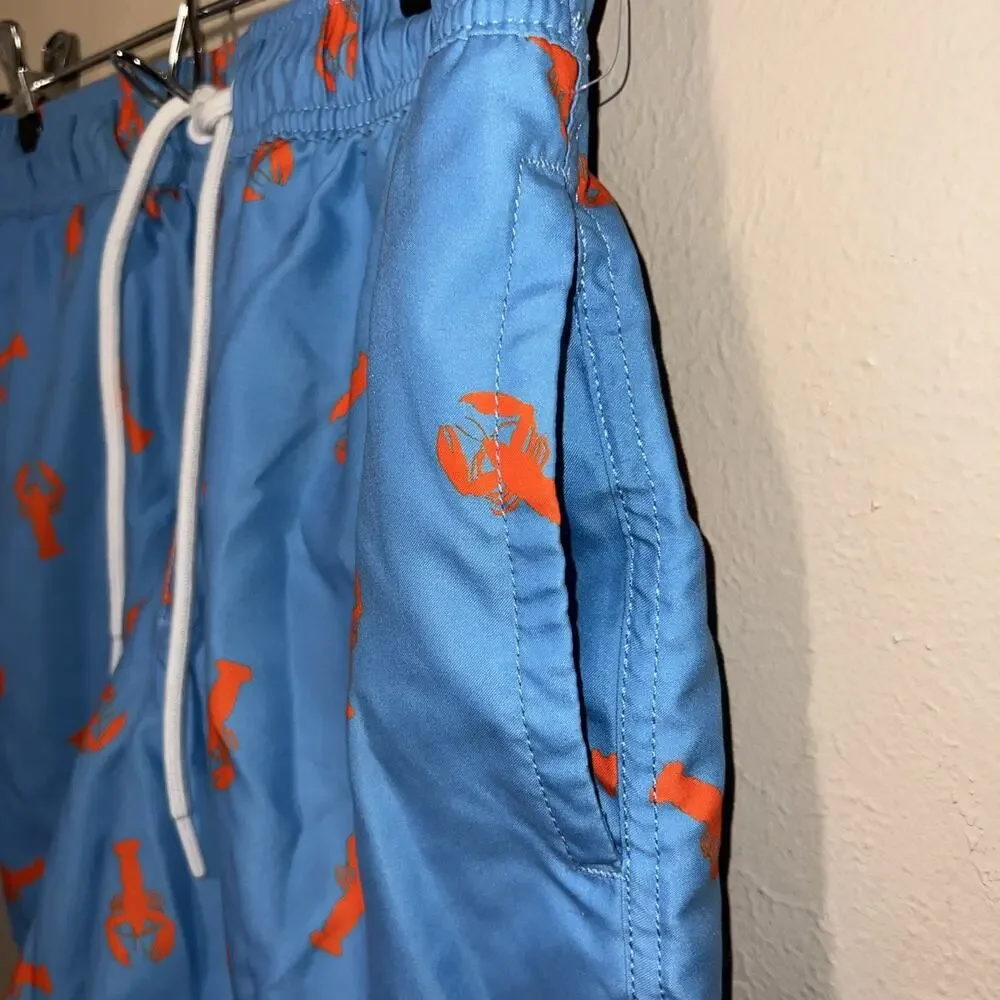 Men's Size Small Amazon Essentials Blue Crabs Lobster Swim Trunks